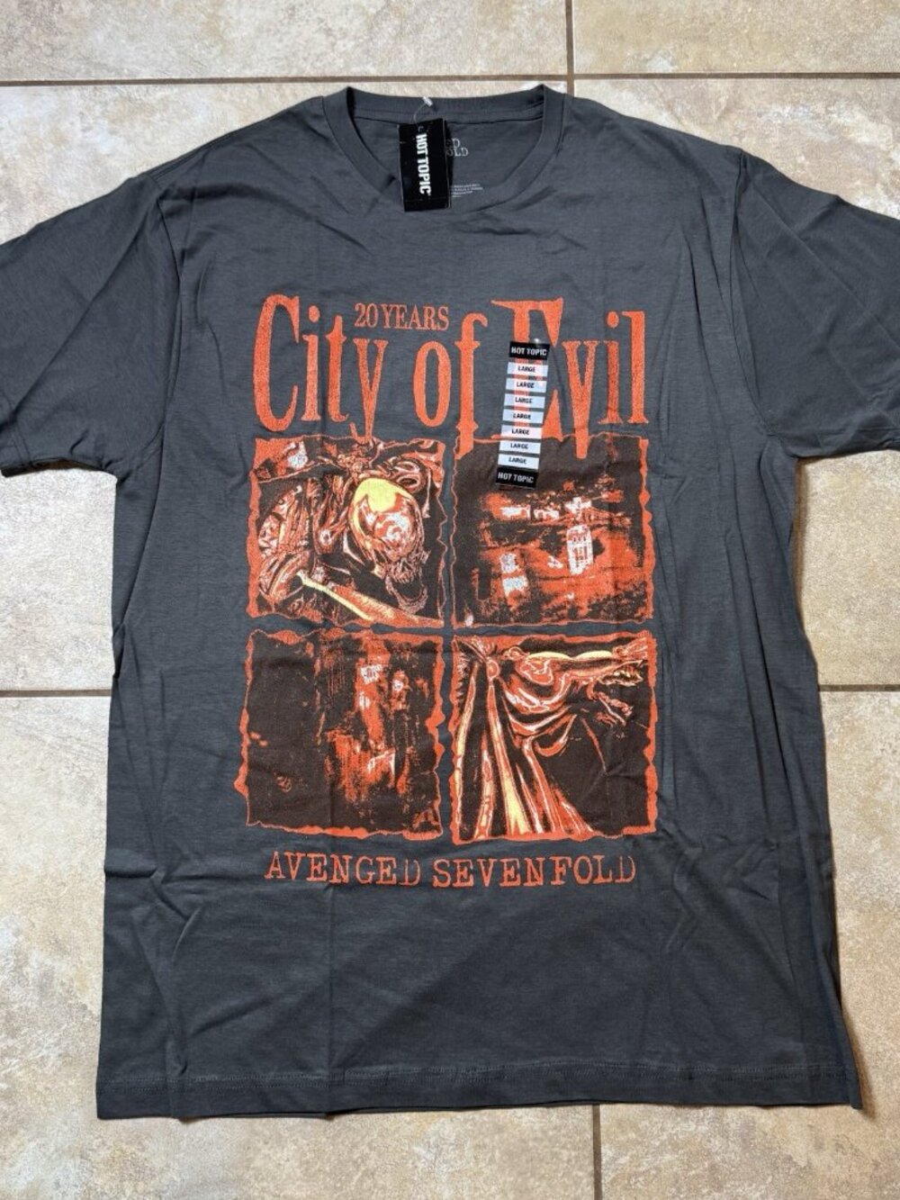 Avenged Sevenfold City Of Evil 20th Anniversary Two-Sided T-Shirt Size LARGE New